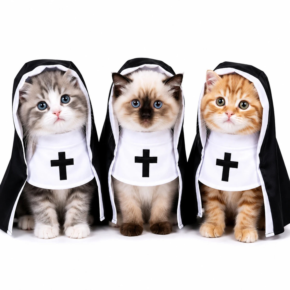 Costume D'Halloween Pour Animaux De Compagnie, Vêtements Amusants Pour Chien Et Chat, Cape De Cosplay De Nonne, Costume Noir Et Blanc, Robe De Fête Pour Chiot Et Chaton