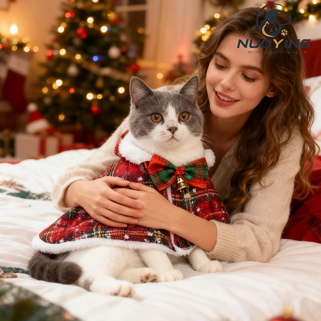Manteau De Noël Avec Nœud Papillon (Petits Chiens & Chats)