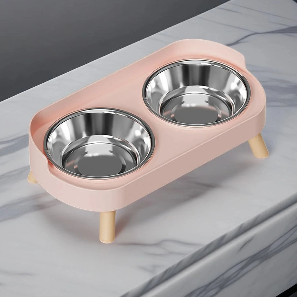 Distributeur Surélevé Pour Animaux De Compagnie Dopamine Colorful : Double Gamelle En Acier Inoxydable Avec Support Cervical – Station De Nourriture Et D'Eau Tendance Pour Animaux