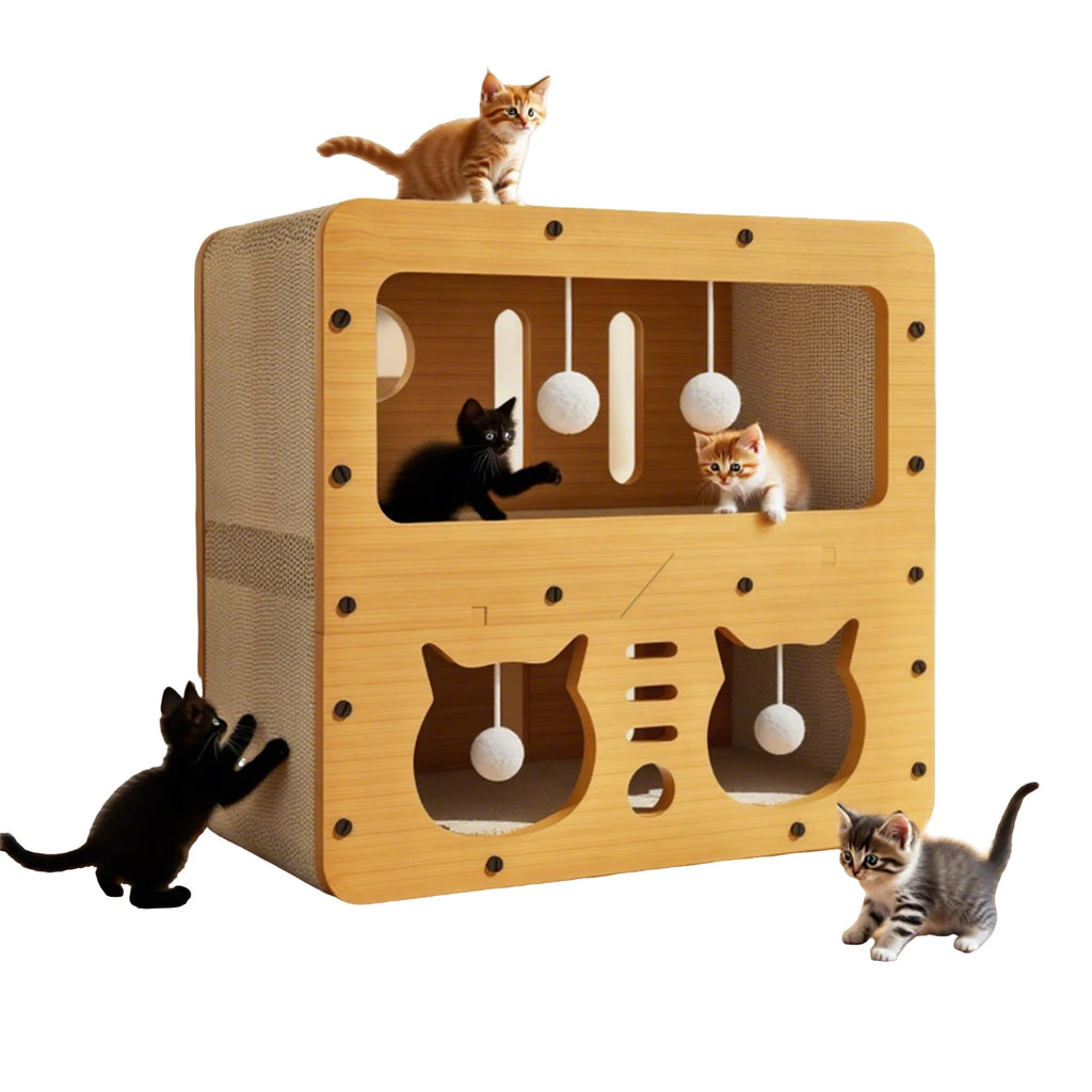 Griffoir Pour Chat, Nid Pour Chat En Carton Ondulé, Villa Multifonctionnelle Double Couche Pour Chat, Pour Le Divertissement Et Le Soulagement De L'Ennui, Jouet Pour Animaux De Compagnie
