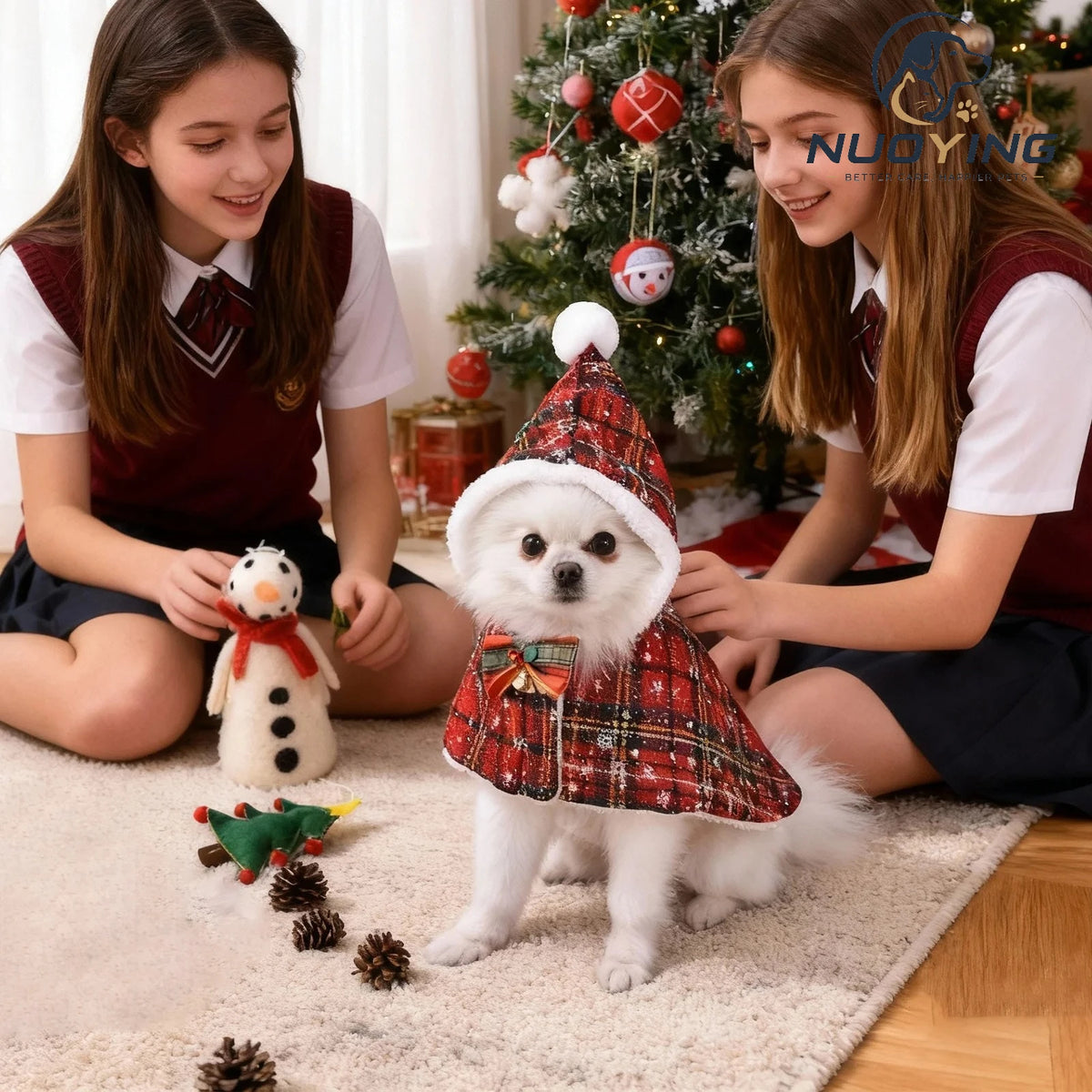 Manteau De Noël Avec Nœud Papillon (Petits Chiens & Chats)
