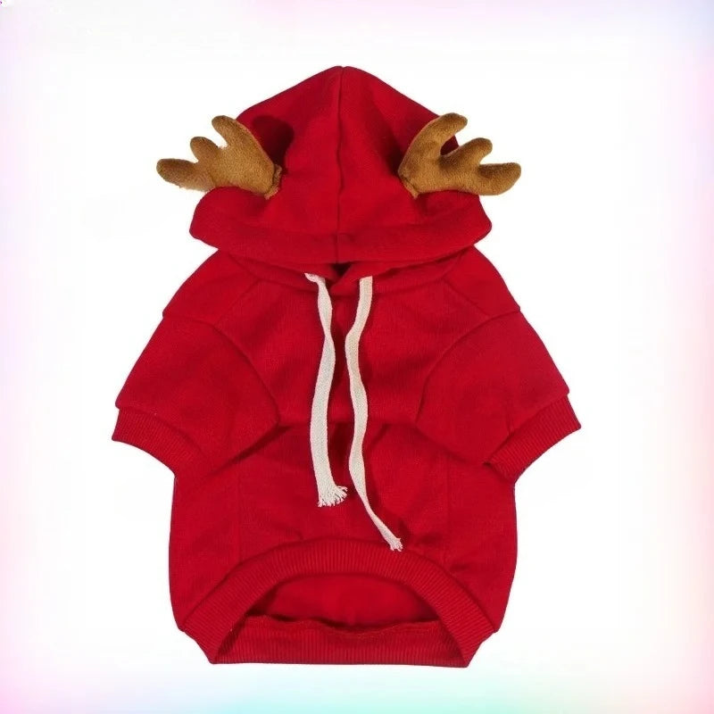 Sweat À Capuche De Noël Pour Chiens Et Chats, Pull Épais Avec Cornes D'Élan, Costume De Mascotte Au Style Créatif Idéal Pour Les Fêtes De Noël