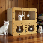 Griffoir Pour Chat, Nid Pour Chat En Carton Ondulé, Villa Multifonctionnelle Double Couche Pour Chat, Pour Le Divertissement Et Le Soulagement De L'Ennui, Jouet Pour Animaux De Compagnie