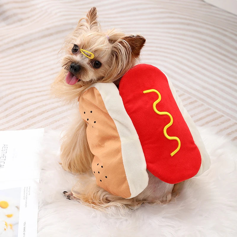 Costume Pour Animaux De Compagnie En Forme De Hot-Dog, Tenue Amusante Pour Chiot Ou Chat, Vêtements Pour Chien Pour Fête D'Halloween