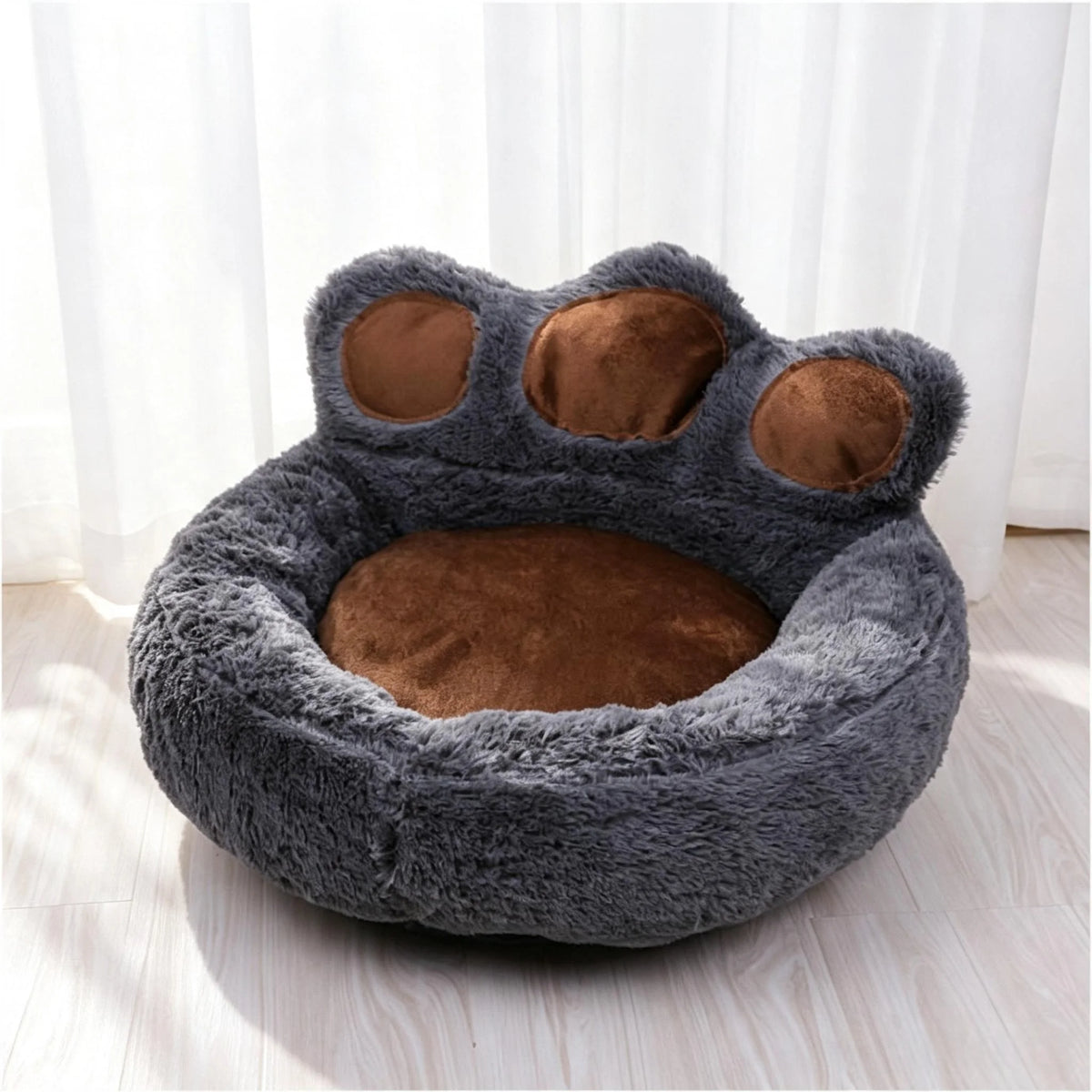 Lit Pour Chien Et Chat - MERKMAK - 55Cm - Amovible - Lavable - anti Stress En Peluche Gris