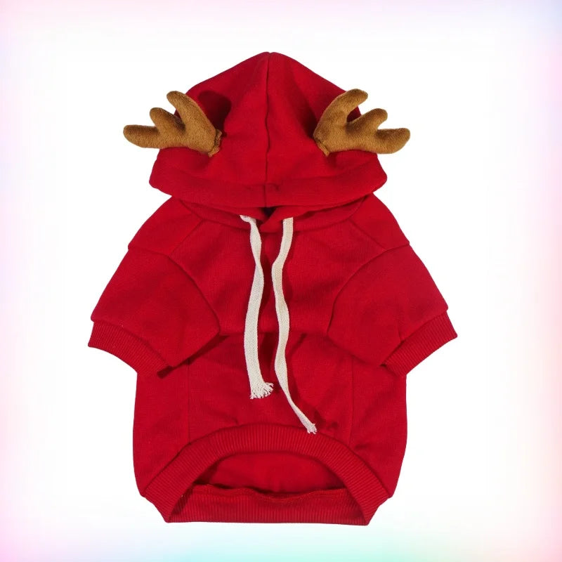 Sweat À Capuche De Noël Pour Chiens Et Chats, Pull Épais Avec Cornes D'Élan, Costume De Mascotte Au Style Créatif Idéal Pour Les Fêtes De Noël