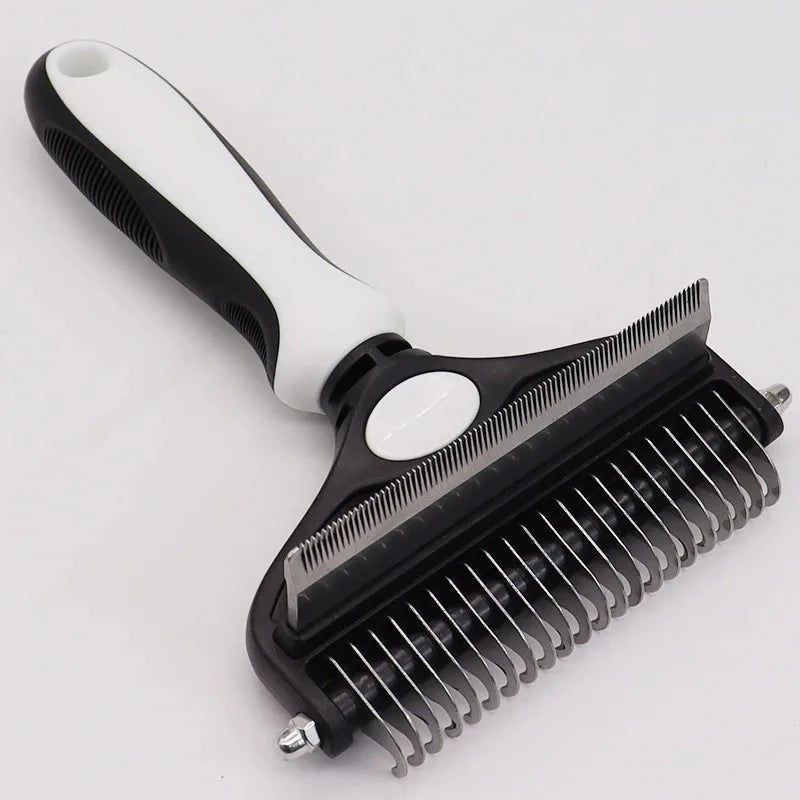 Brosse démêlante et râteau sous-poil 2-en-1 – coloris blanc