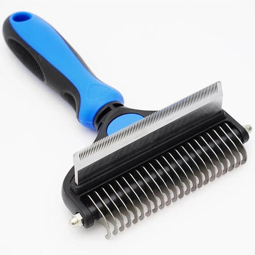 Brosse démêlante et râteau sous-poil 2-en-1 – coloris bleu foncé